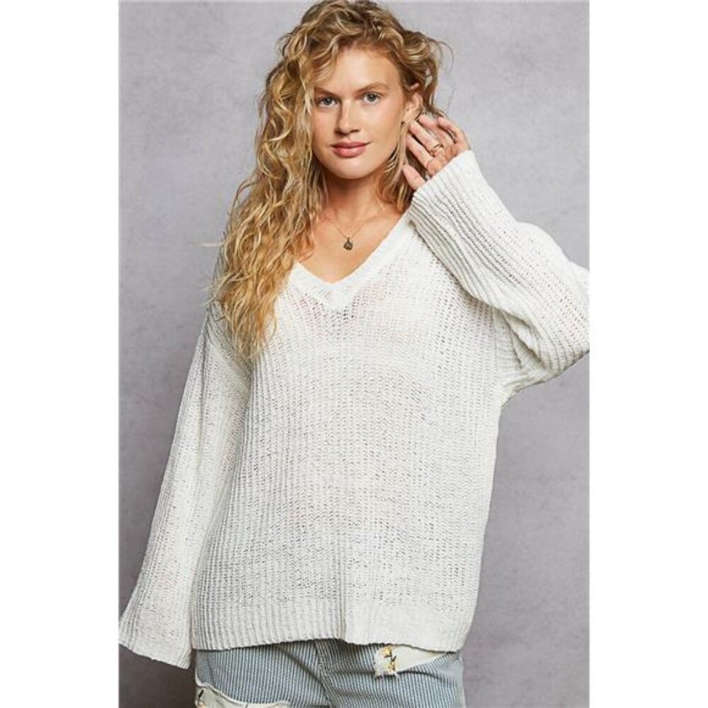 POL Oversized V-Neck Knit‎ Top
